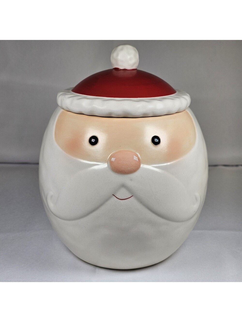 Vintage Hallmark Roly Poly Santa Claus Christmas Cookie Jar Round
